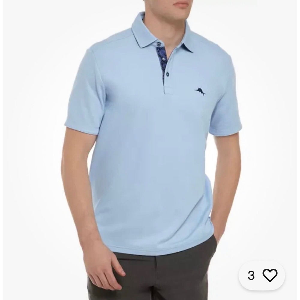 Tommy Bahama Polo Shirt Mens 3XLT Light Blue IslandZone Pique Knit Snag